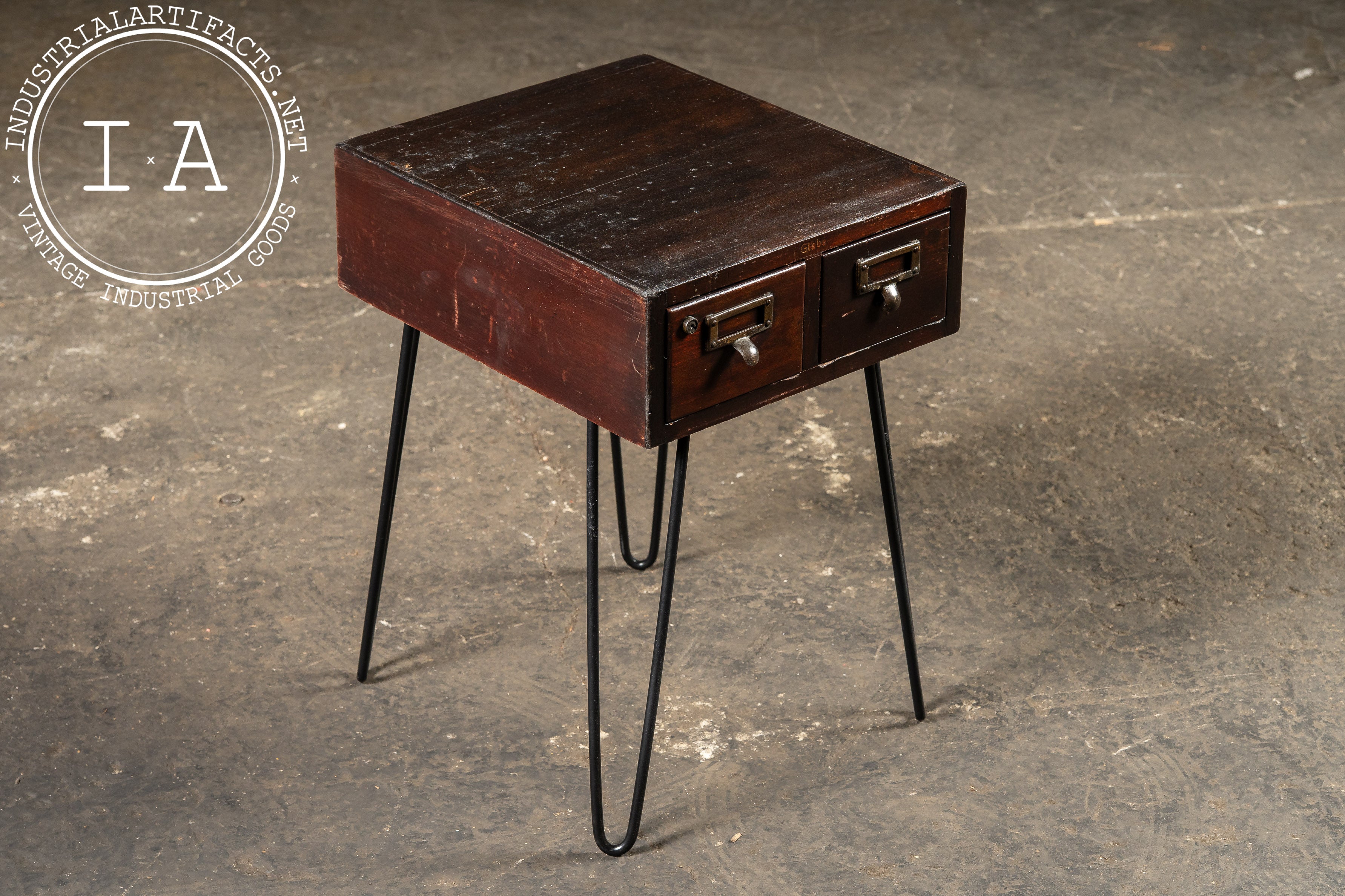 MidCentury TwoDrawer Card Catalog Side Table by GlobeWernicke