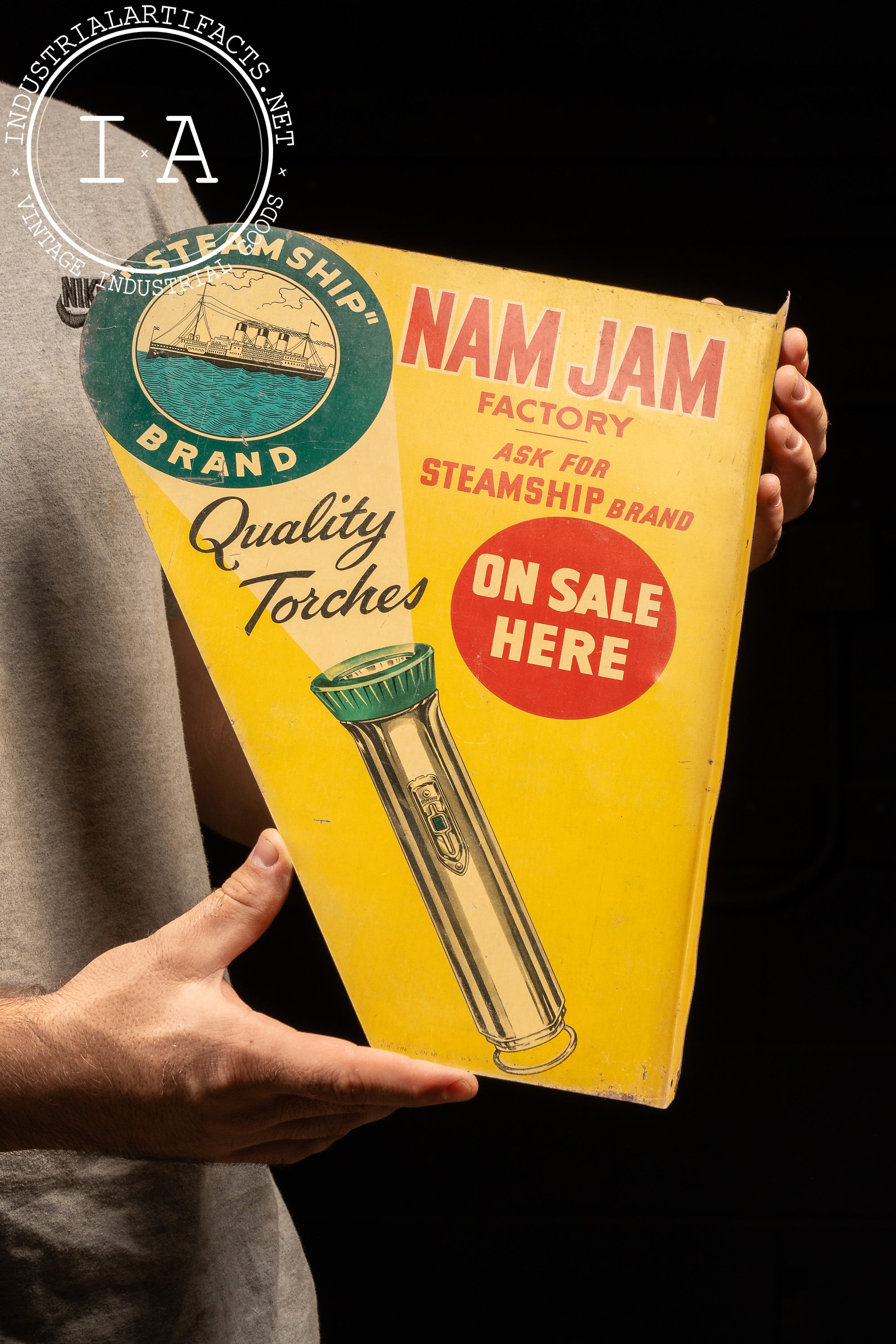 Vintage Nam Jam Bilingual Flange Advertising Sign – Industrial
