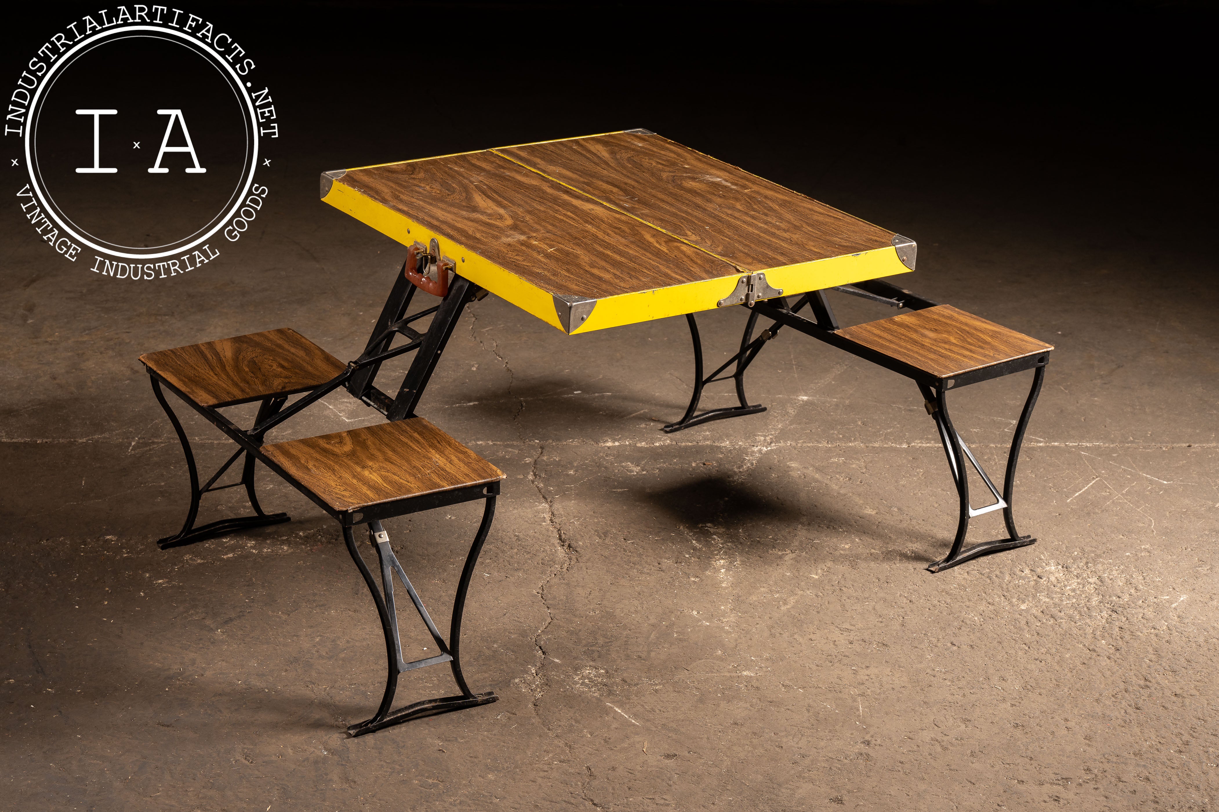 Vintage Collapsible Picnic Table and Chair Set by Milwaukee
