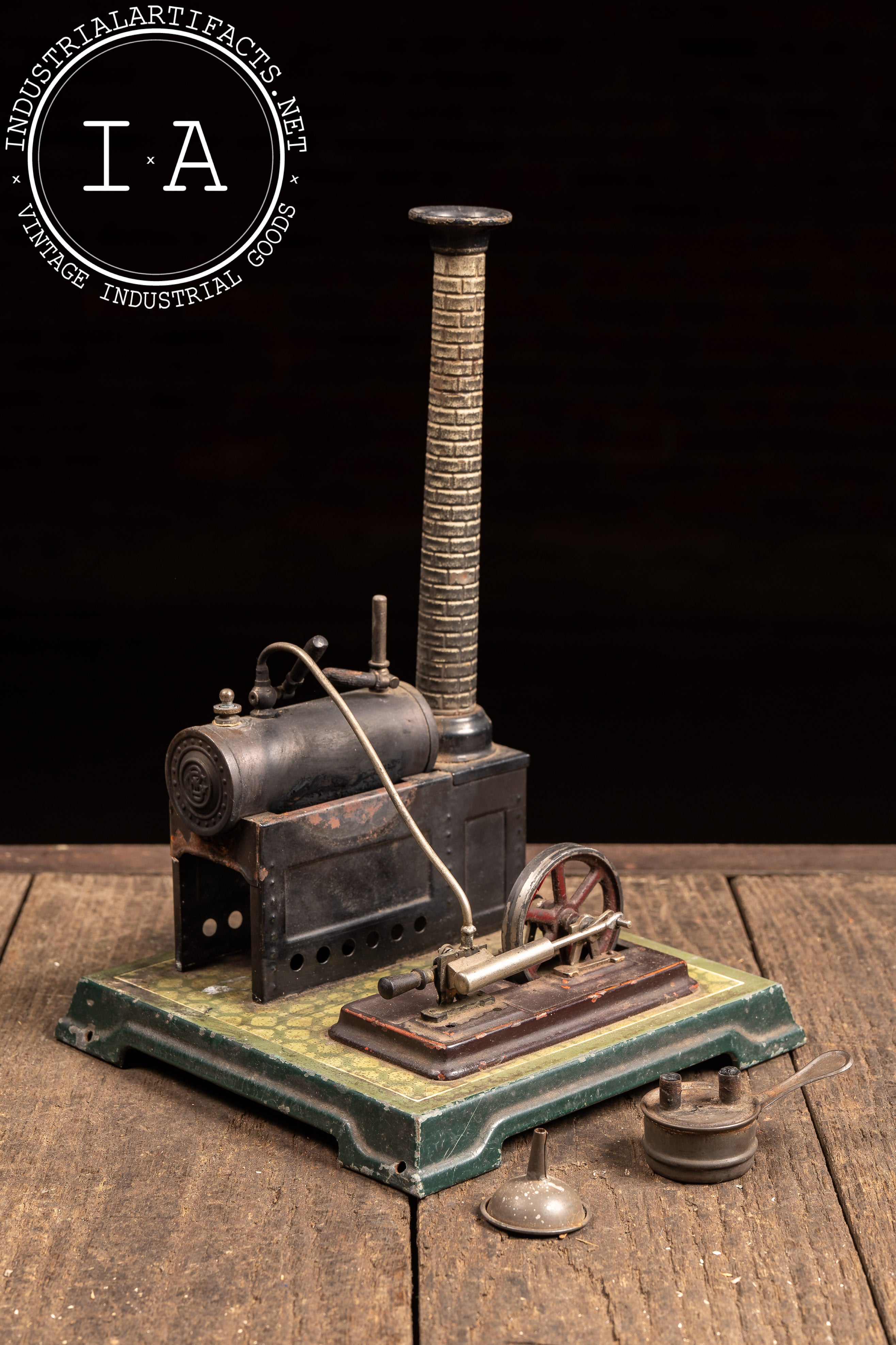 Vintage Live Steam Engine Model with Vertical Boiler – Industrial Artifacts