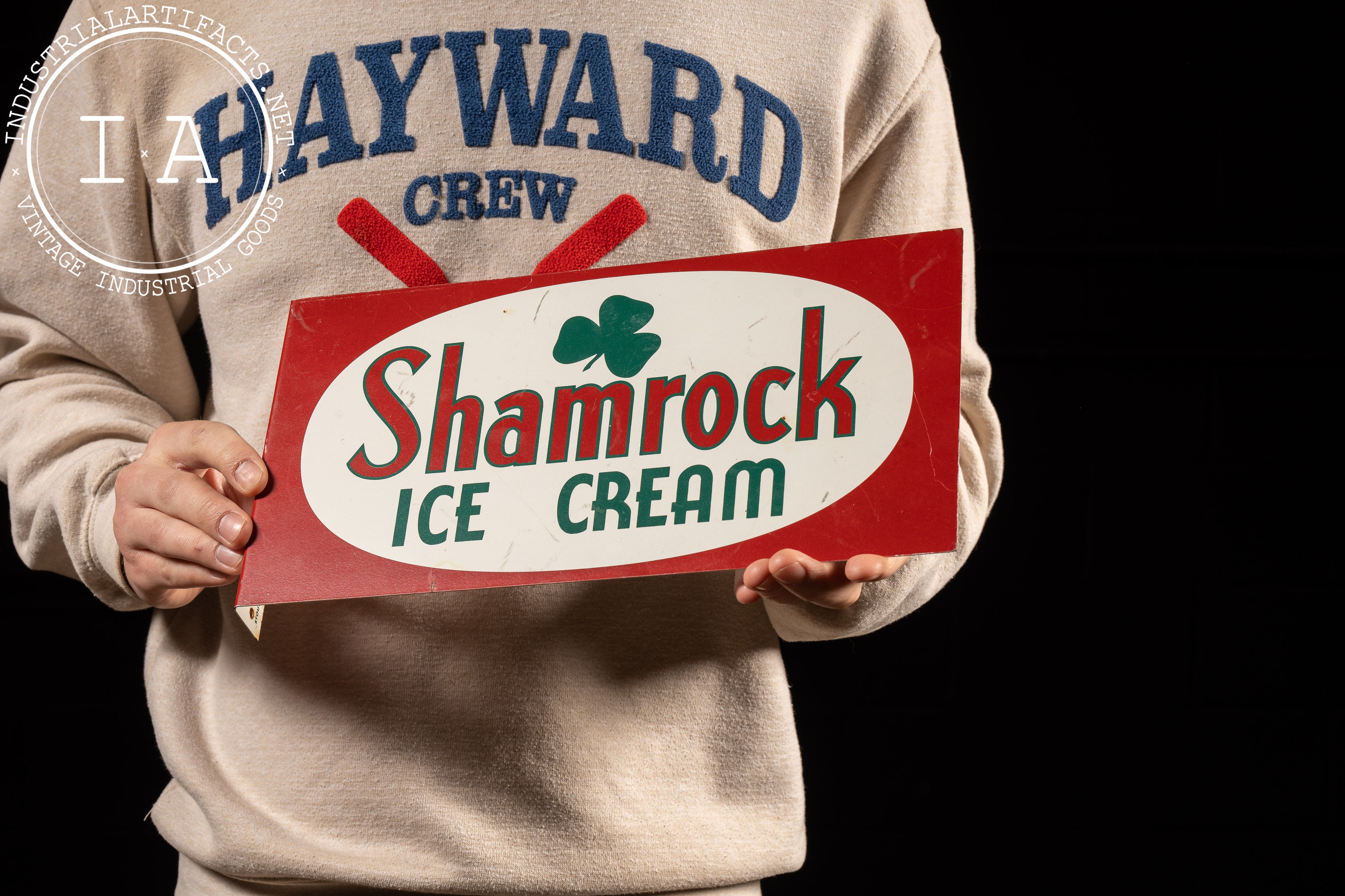 Vintage Double-Sided Flange Ice Cream Advertising Sign