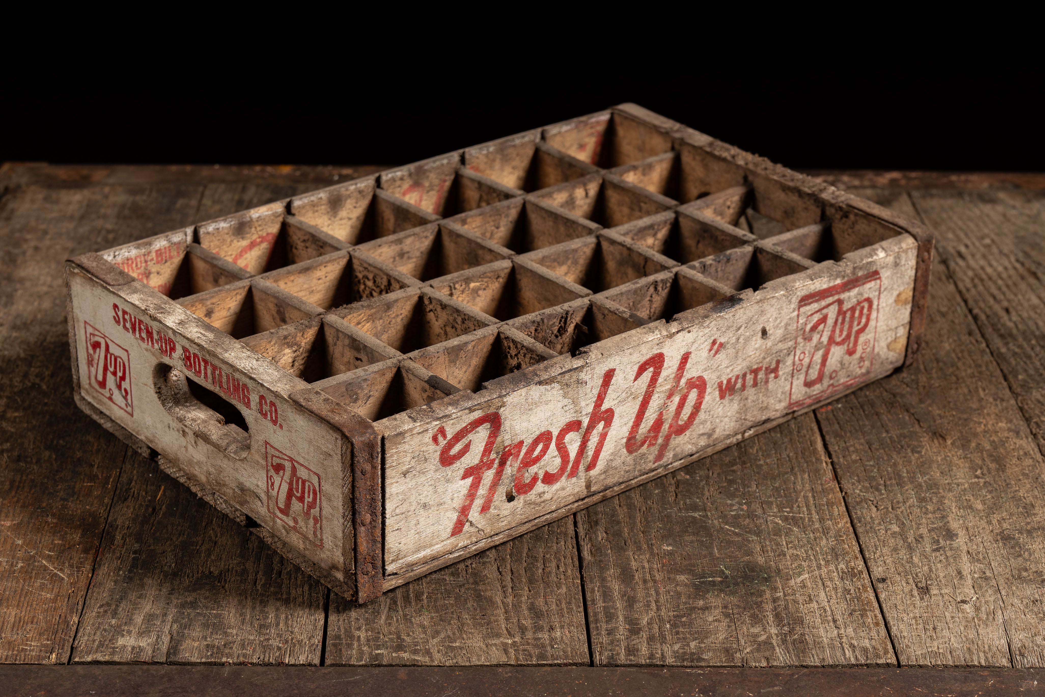 Vintage Wooden 7-Up “Fresh Up” Advertising Case – Industrial Artifacts