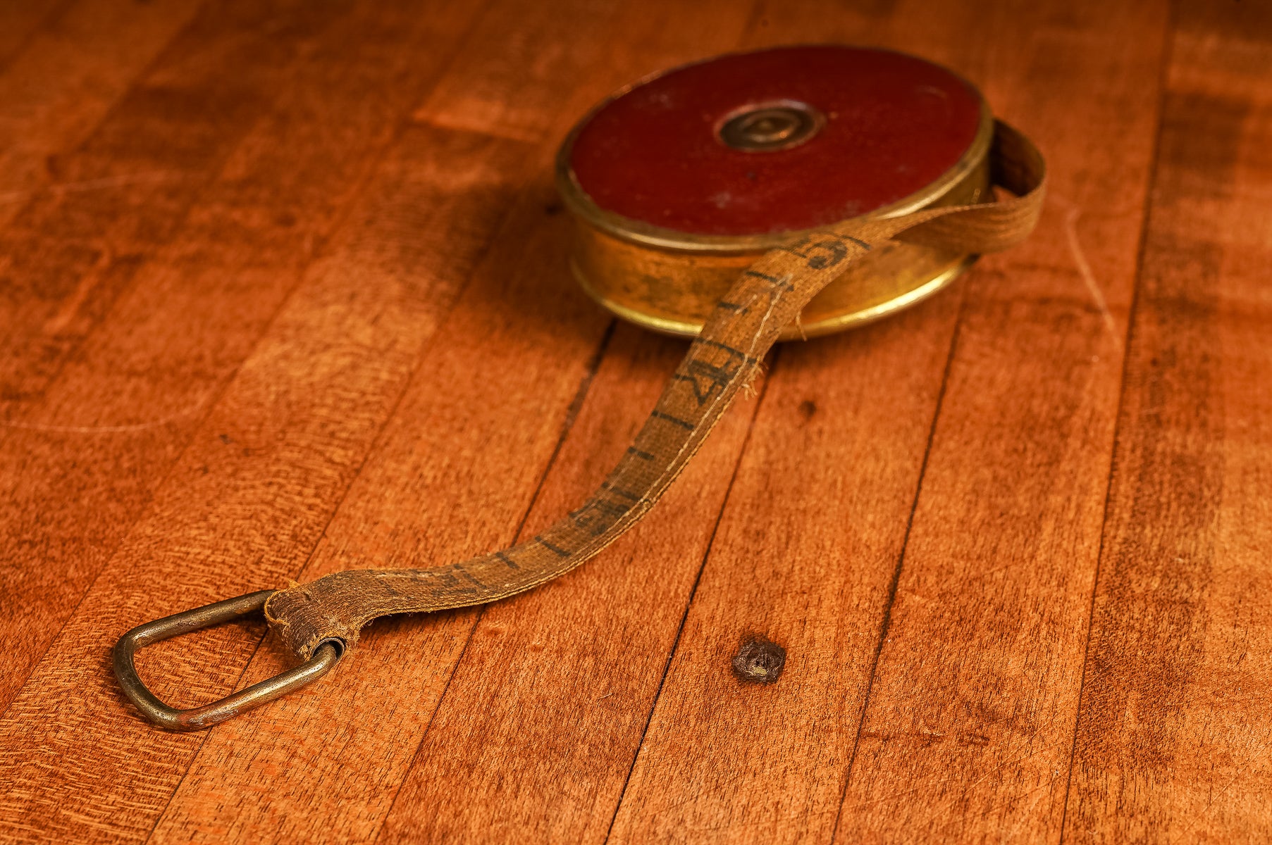 Vintage Lufkin Red Enamel 25' Cloth Tape Measure Industrial Artifacts