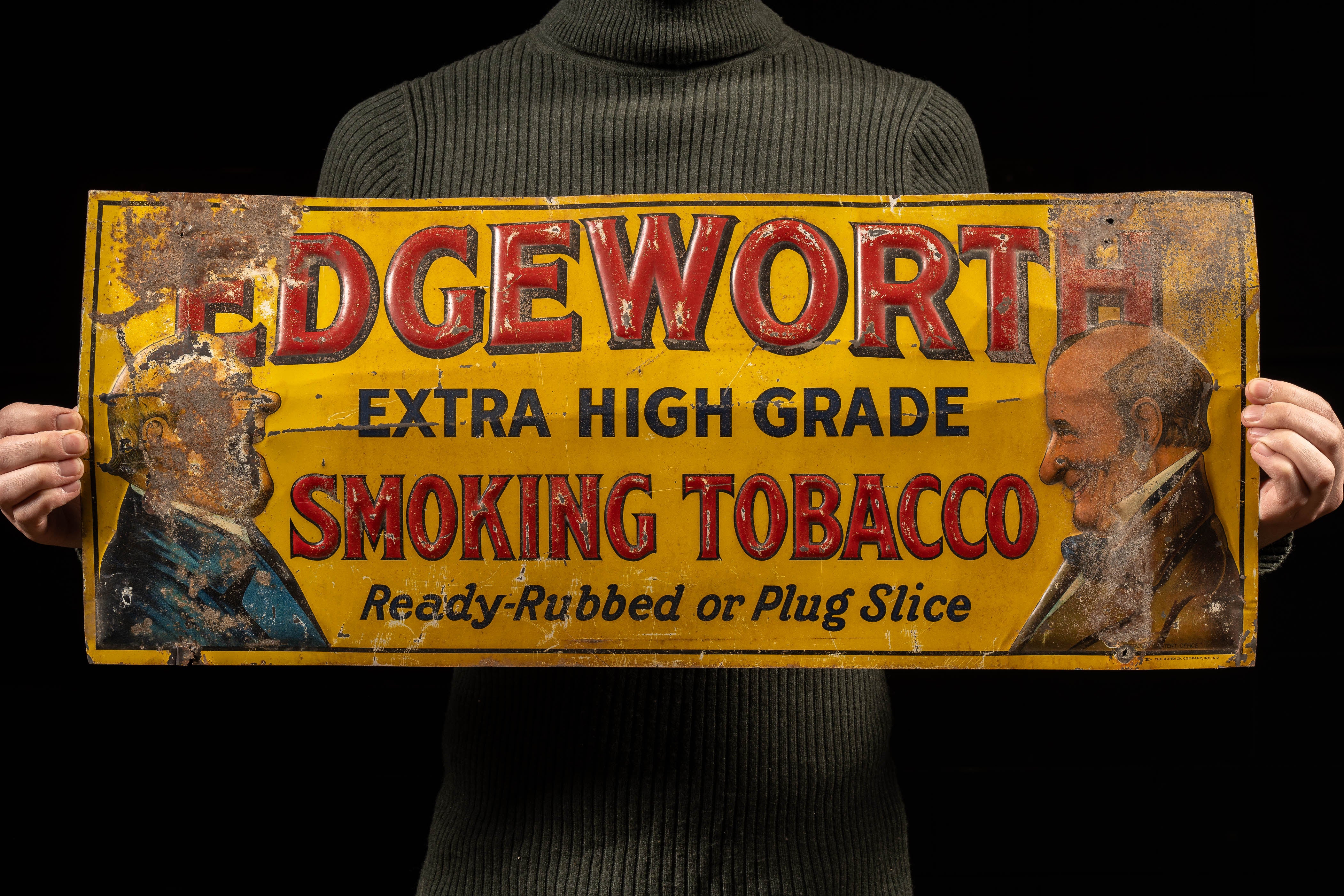 edgeworth pipe tobacco tin Early 20th Century Edgeworth Tobacco Embossed Tin Sign – Industrial  Artifacts