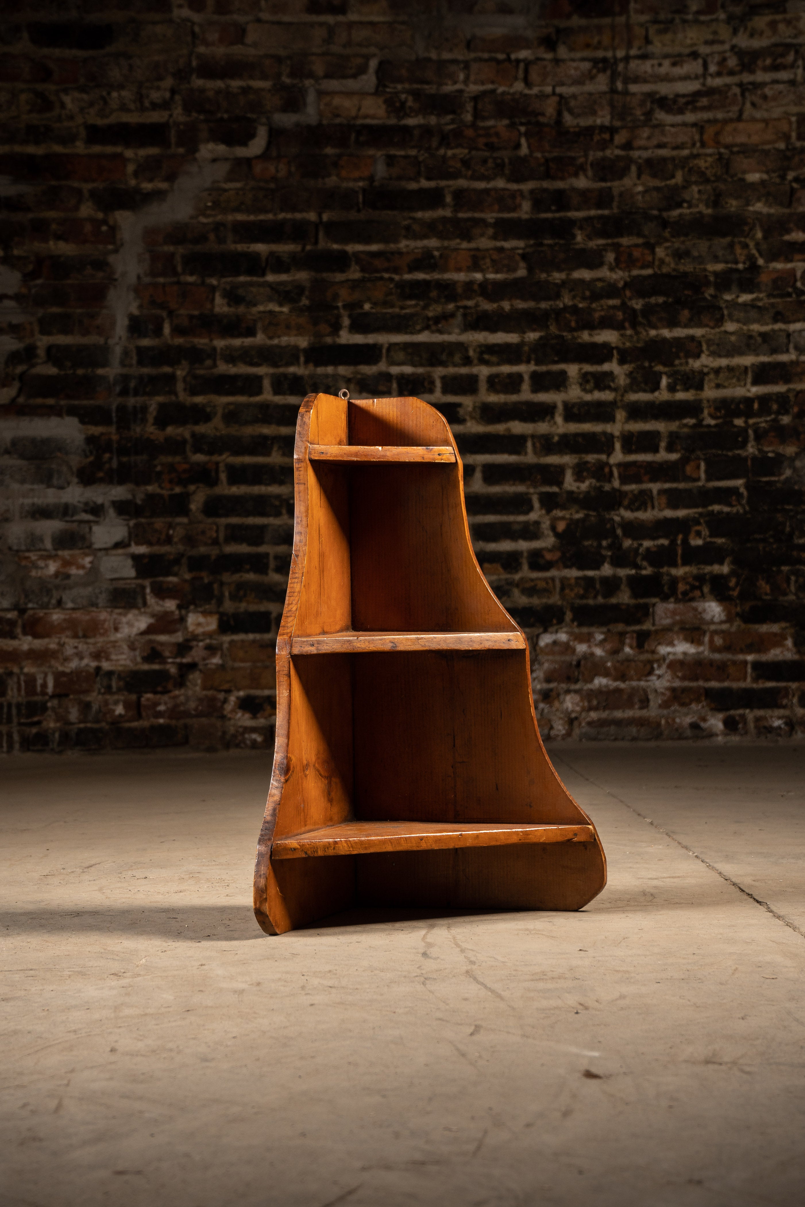 Vintage Pine Corner Shelf Industrial Artifacts