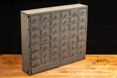 Early 20th Century Handmade Parts Cabinet in Gray