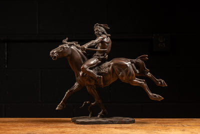 Vintage Weaver "Indian Hunter" Bronze Franklin Mint Statue; Signed