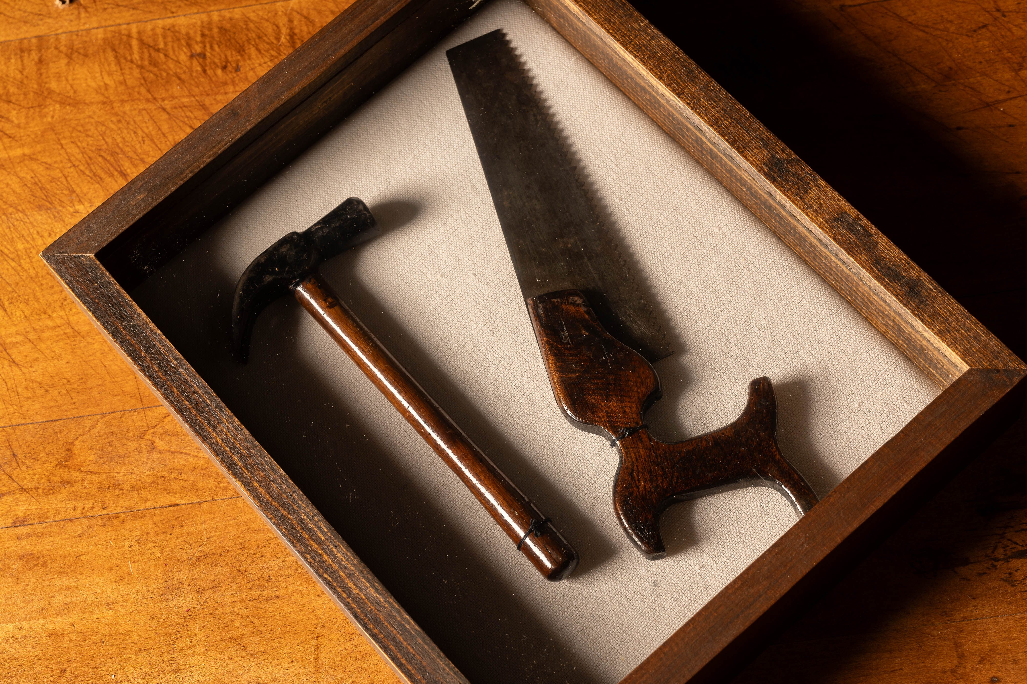 Antique Hardware Shadow Box Industrial Artifacts