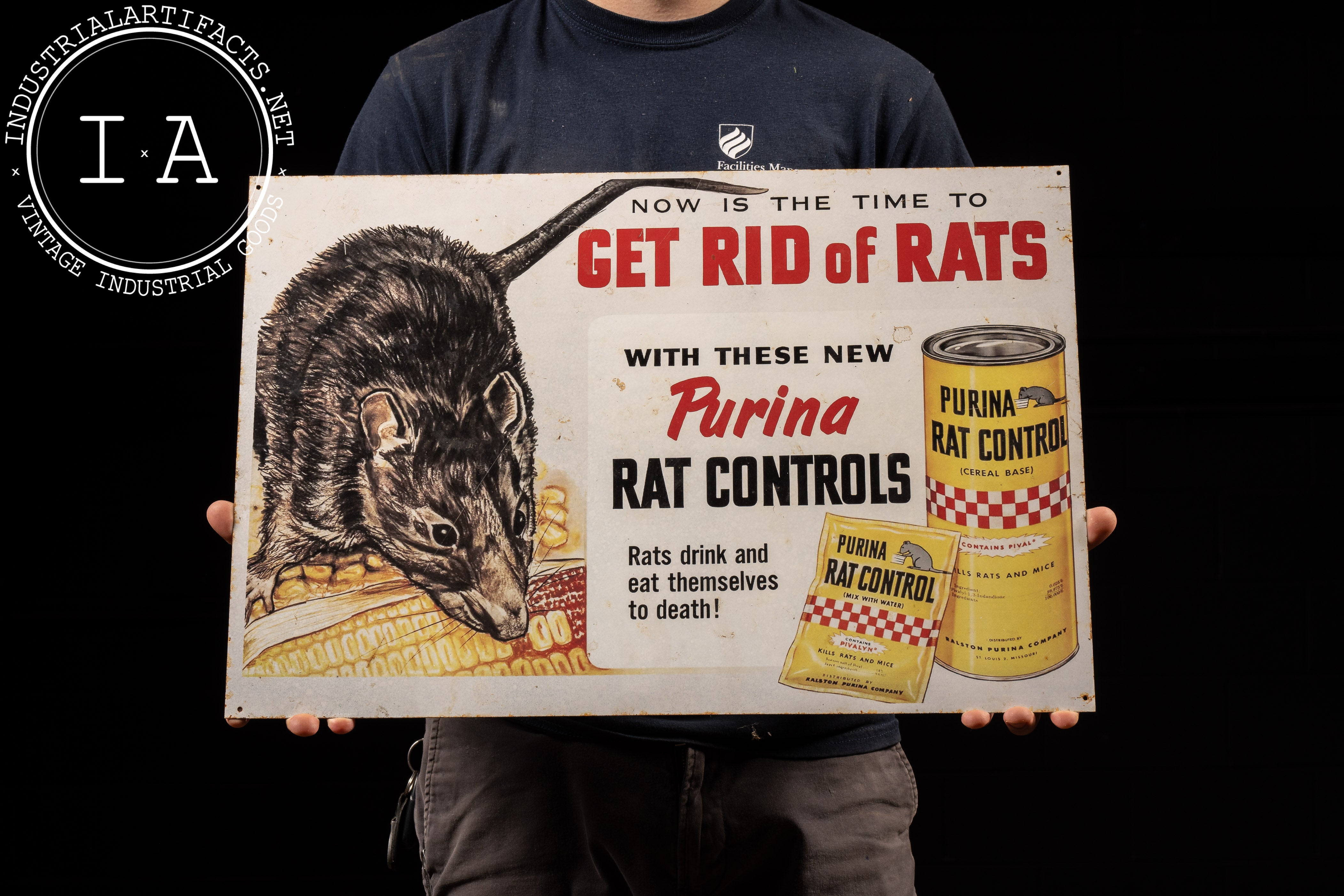 Vintage Purina Rat Controls Advertising Sign – Industrial Artifacts