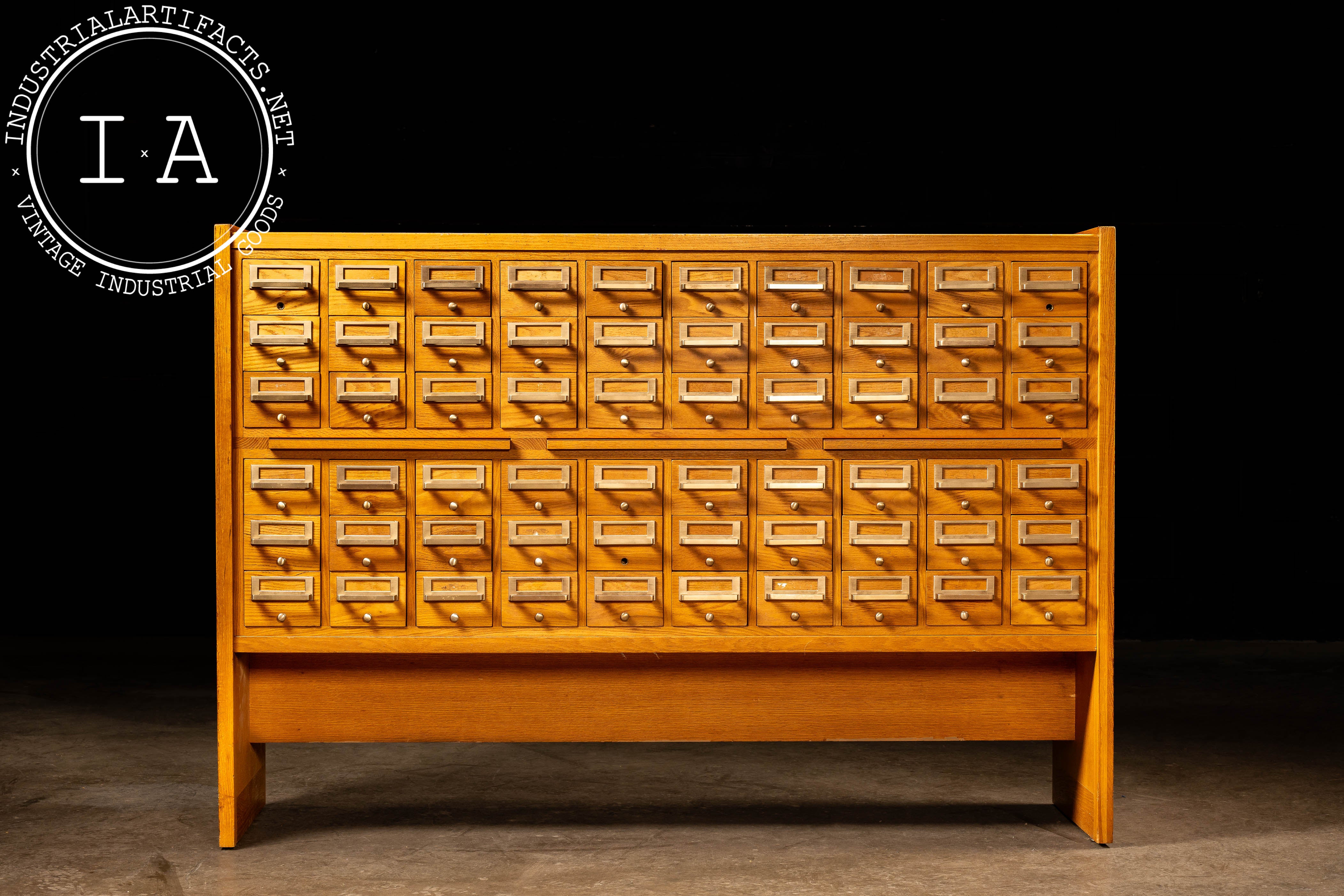 Vintage 60Drawer Oak Card Catalog Industrial Artifacts