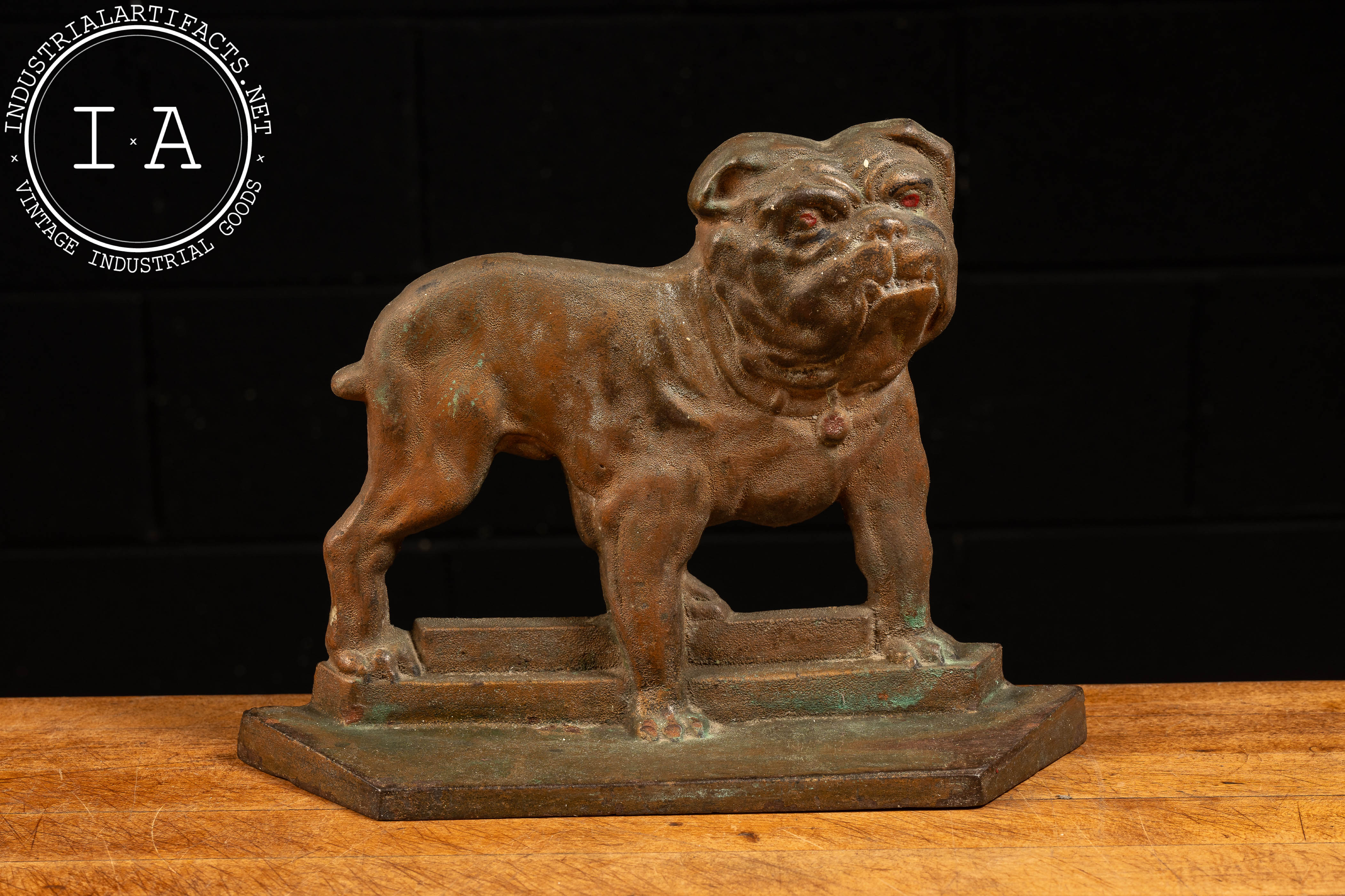 Early 20th Century Cast Iron Bulldog Door Stop Industrial Artifacts