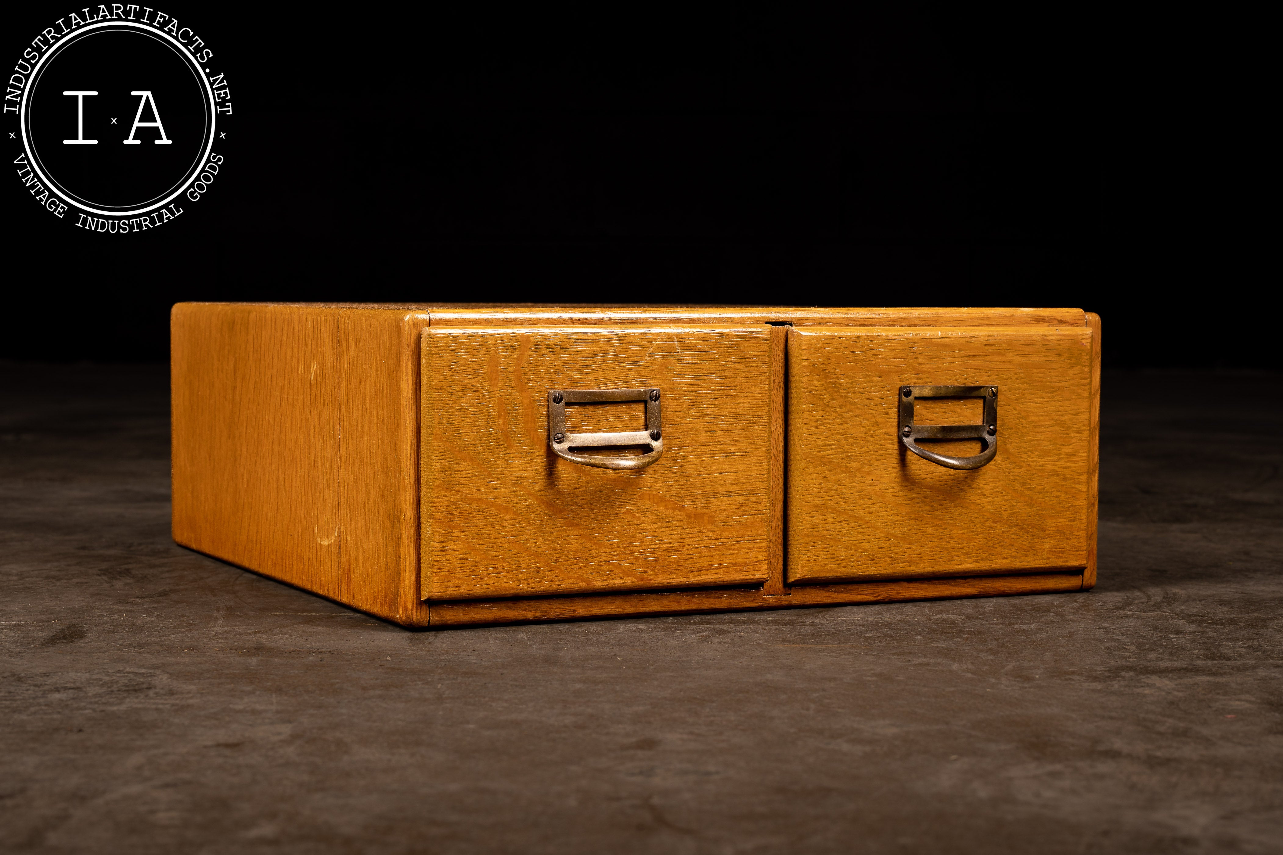 Vintage Two Drawer Wooden Card Catalogue Industrial Artifacts
