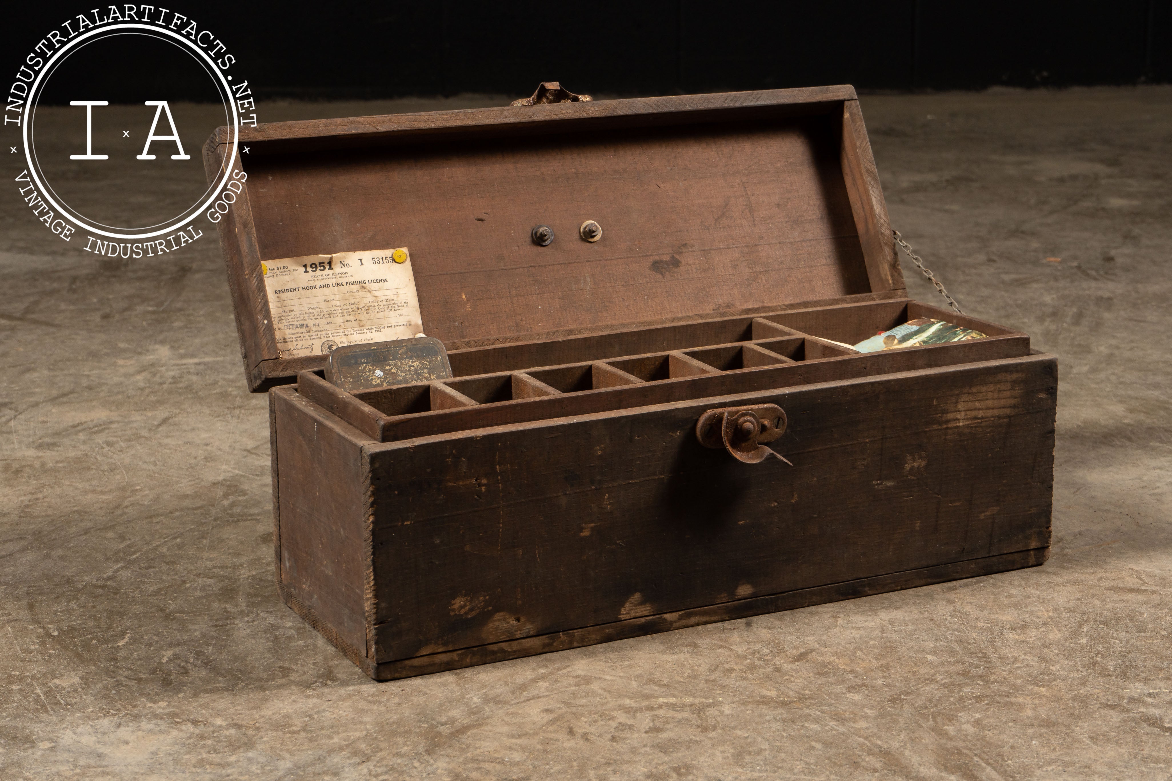 big vintage tackle box Vintage Tackle Box c. 1951 with Lures – Industrial Artifacts