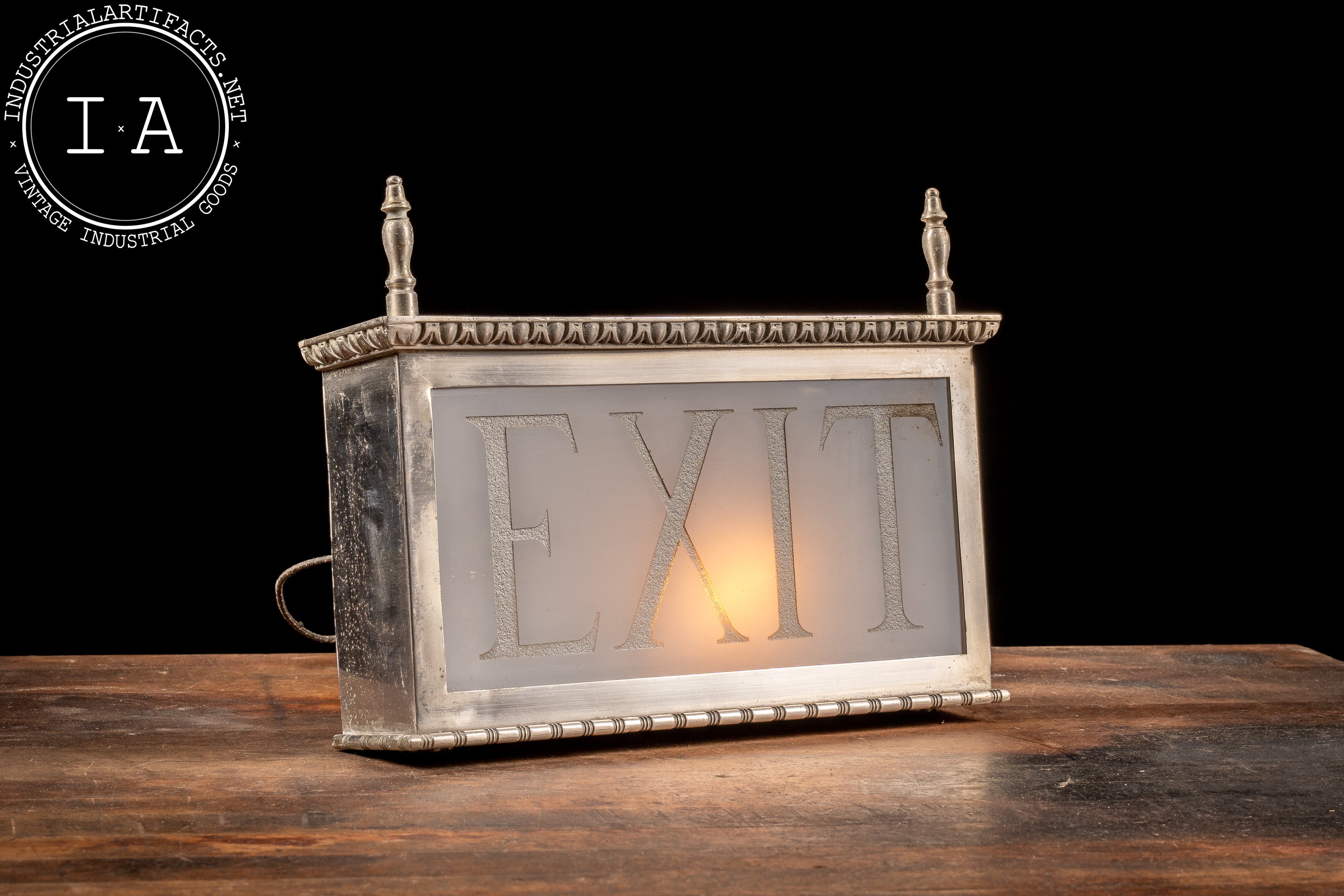 Antique Etched Glass Exit Sign – Industrial Artifacts