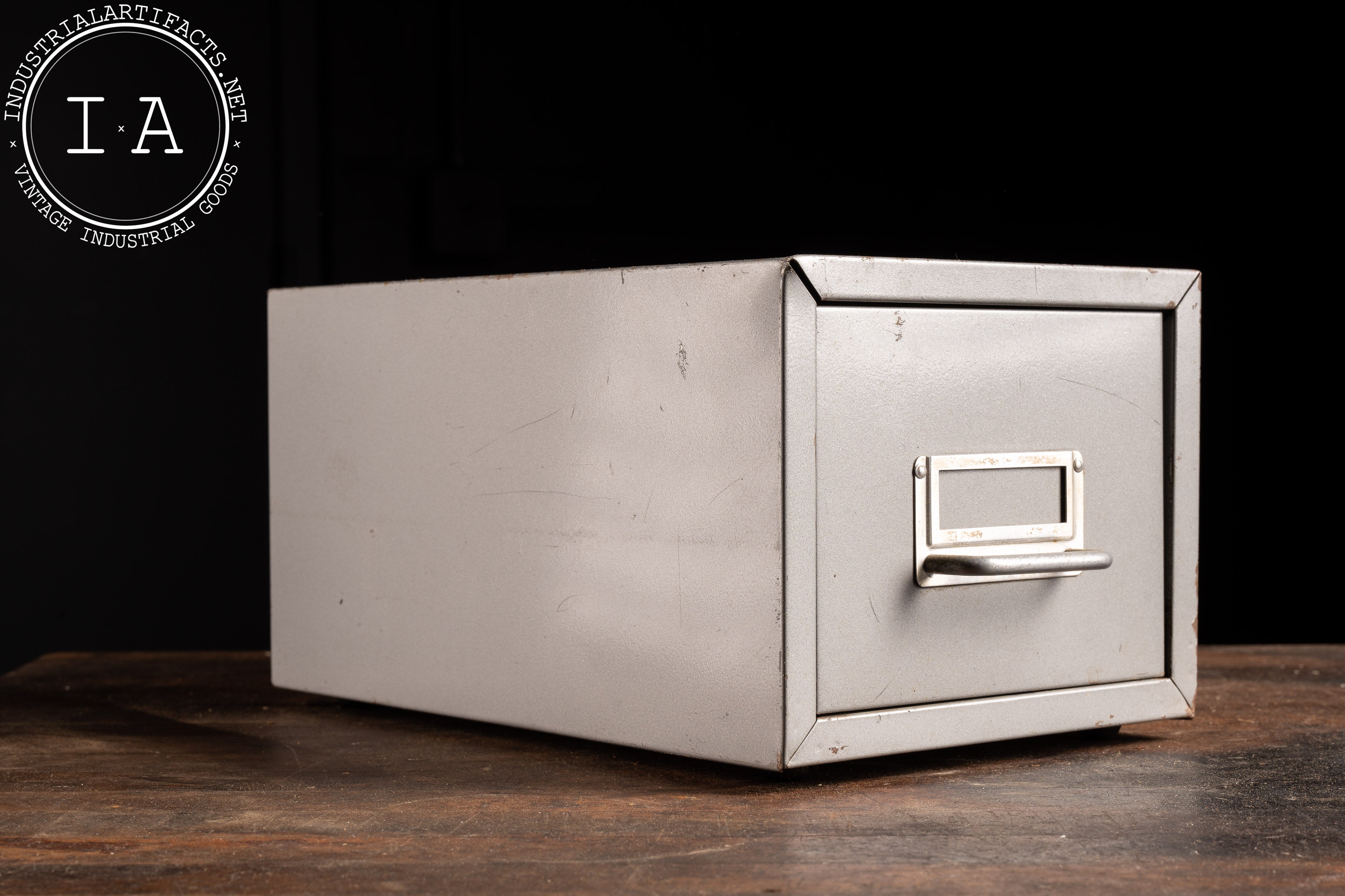 Vintage Industrial Desktop Card File in Grey Industrial Artifacts