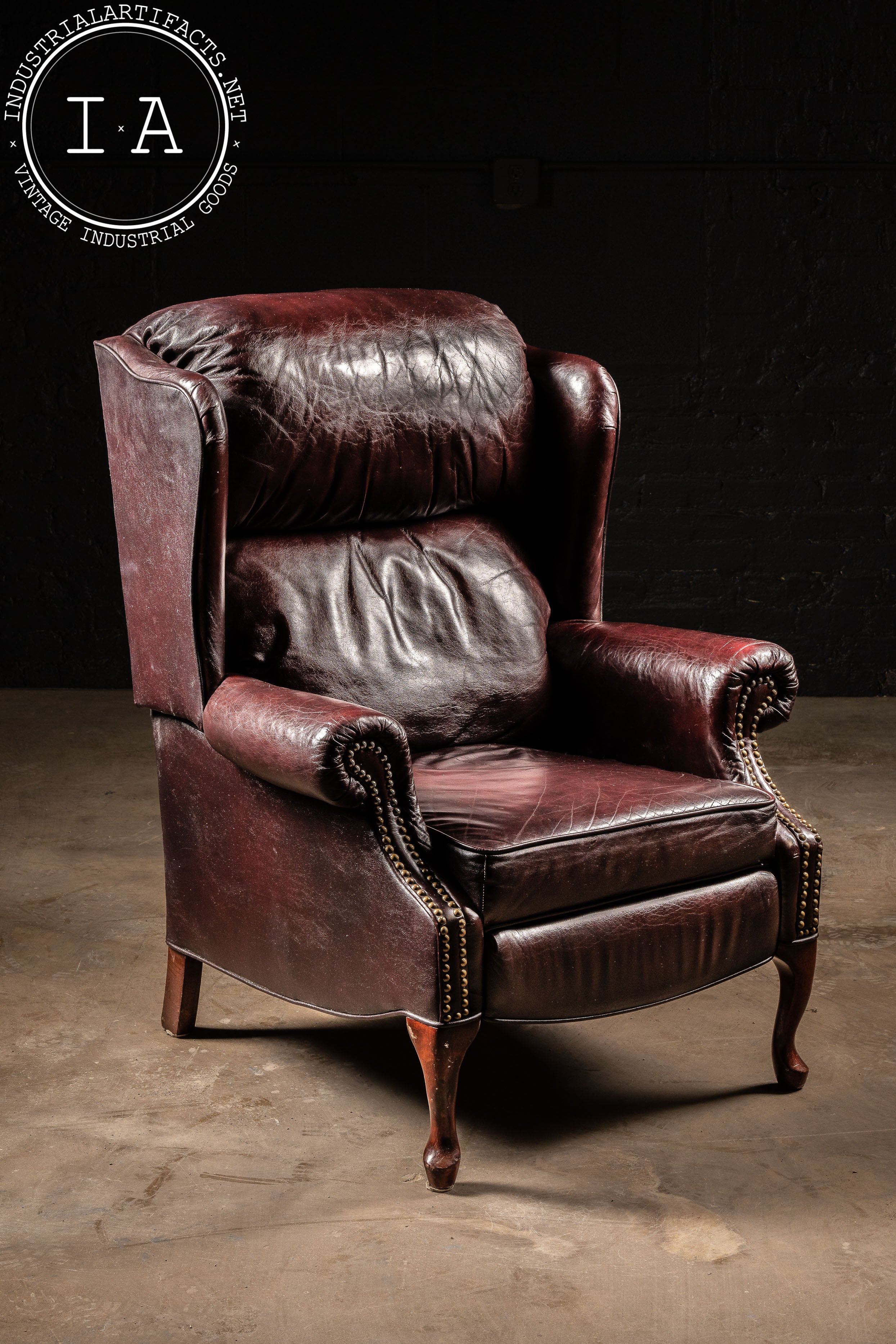 Burgundy Wingback Recliner Industrial Artifacts
