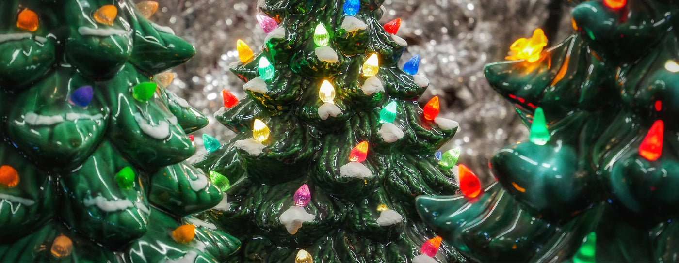 Vintage mini ceramic Christmas Trees