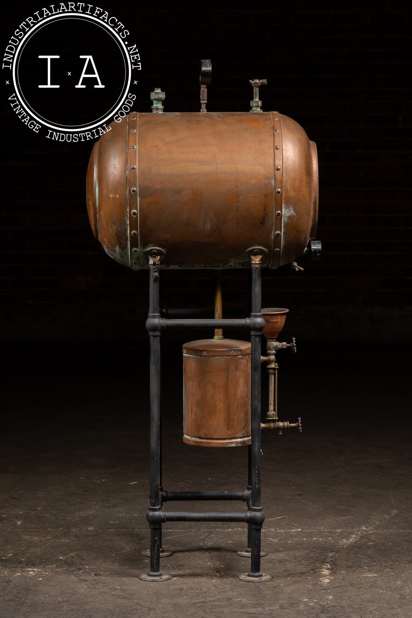 Antique Industrial Copper Pressure Vessel Apparatus