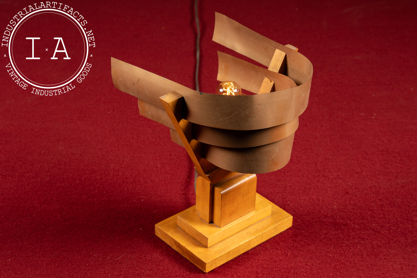 Vintage Streamline Modernist Tiered Copper Table Lamp