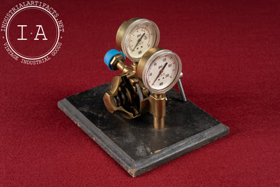 Vintage Brass Torch Gauge Demonstrator with Dual Gauges by NCG
