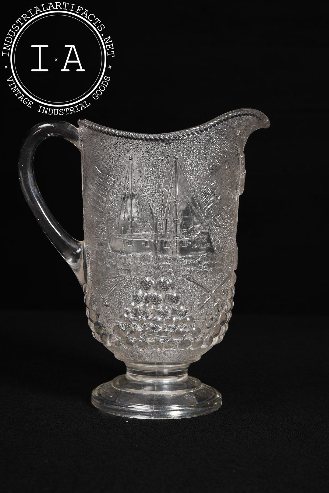 19th Century Admiral Dewey Commemorative Pitcher by Beatty-Brady Glass