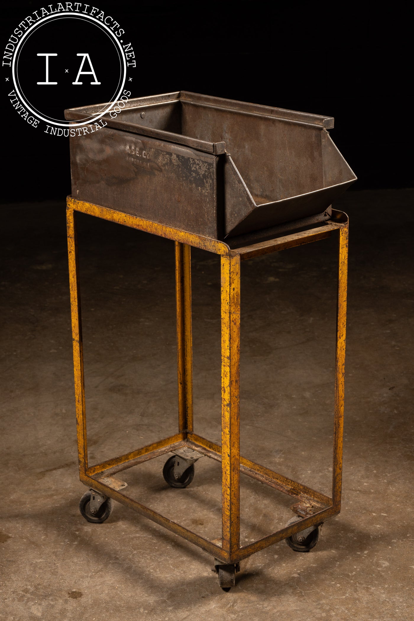 Vintage Industrial Rolling Cart with Storage