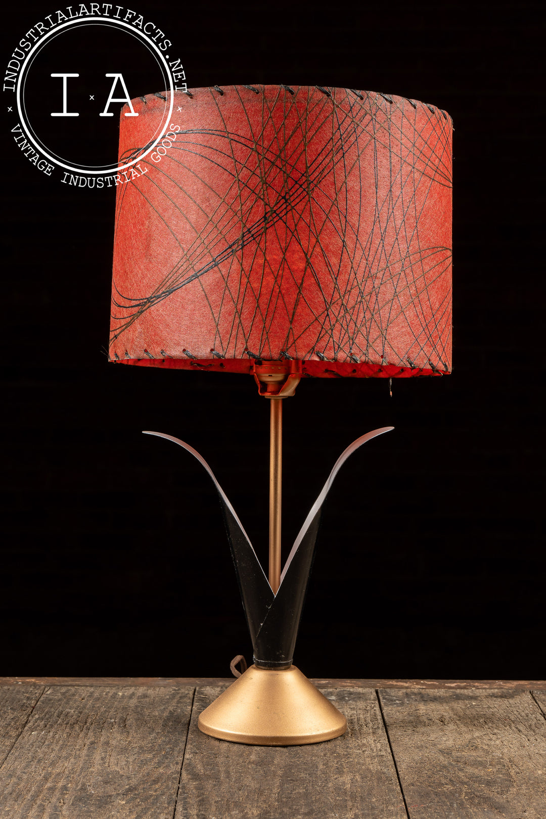 Mid-Century Tulip Lamp with Red Shade – Industrial Artifacts