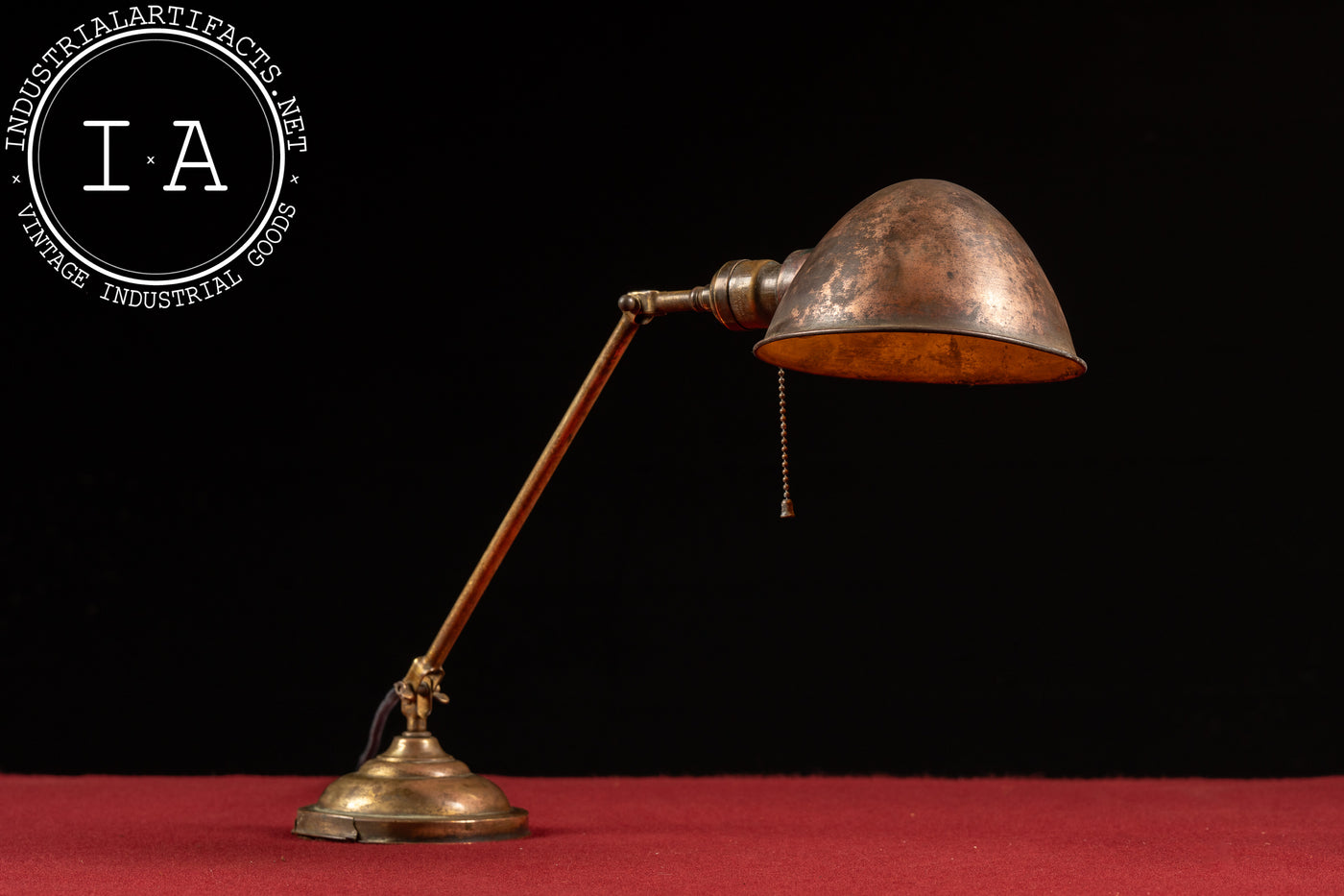 Early 20th Century Brass Articulating Desk Lamp with Dome Shade by Faries