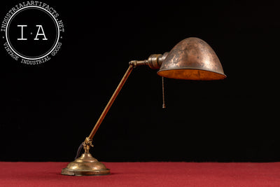 Early 20th Century Brass Articulating Desk Lamp with Dome Shade by Faries