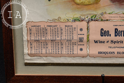 Framed Early 20th C. Geo. Bernhardt Wine & Spirit Merchant Advertising Calendar