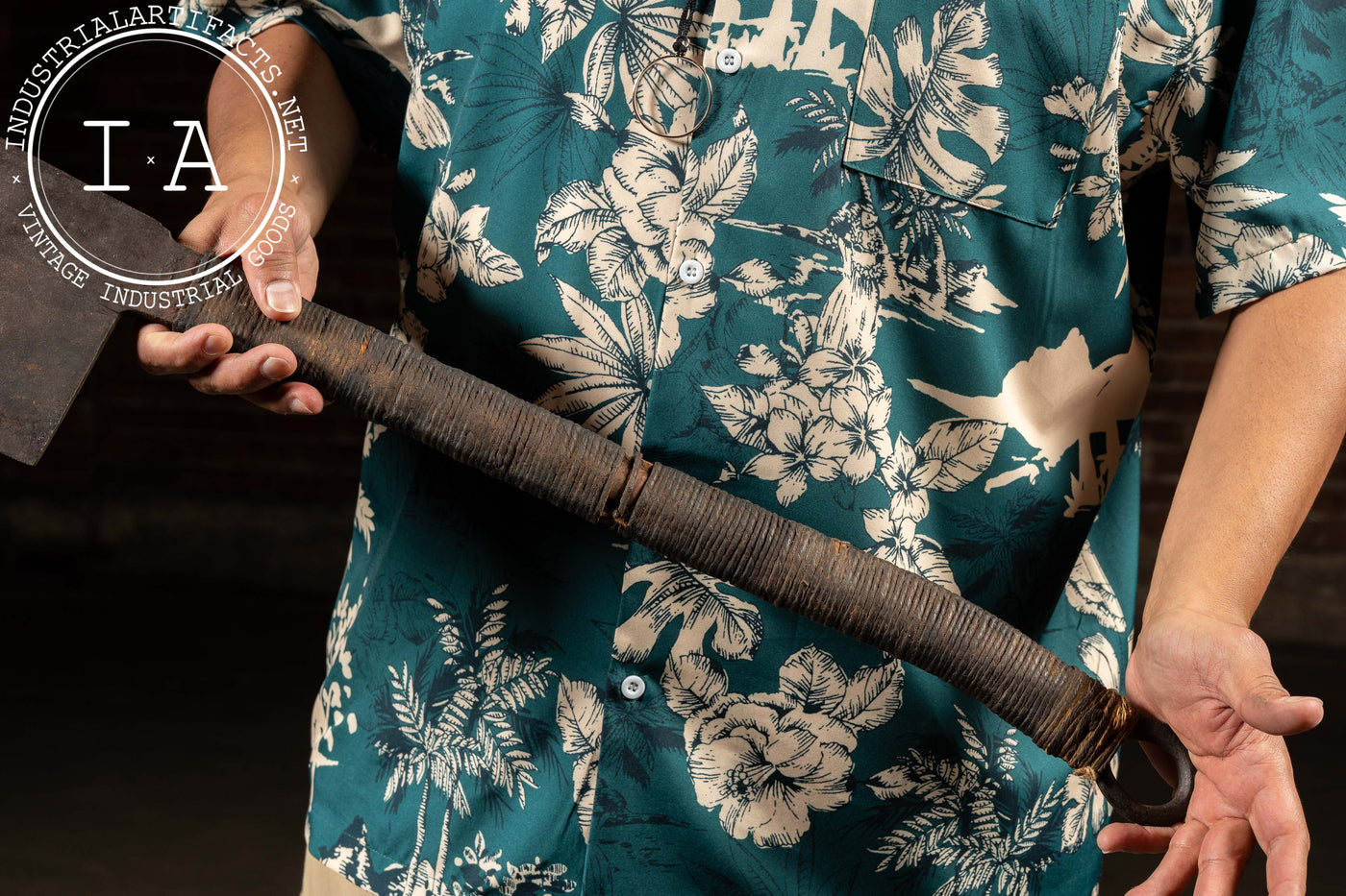 c. 1900s Butcher's Hog Splitter with Twine-Wrapped Handle