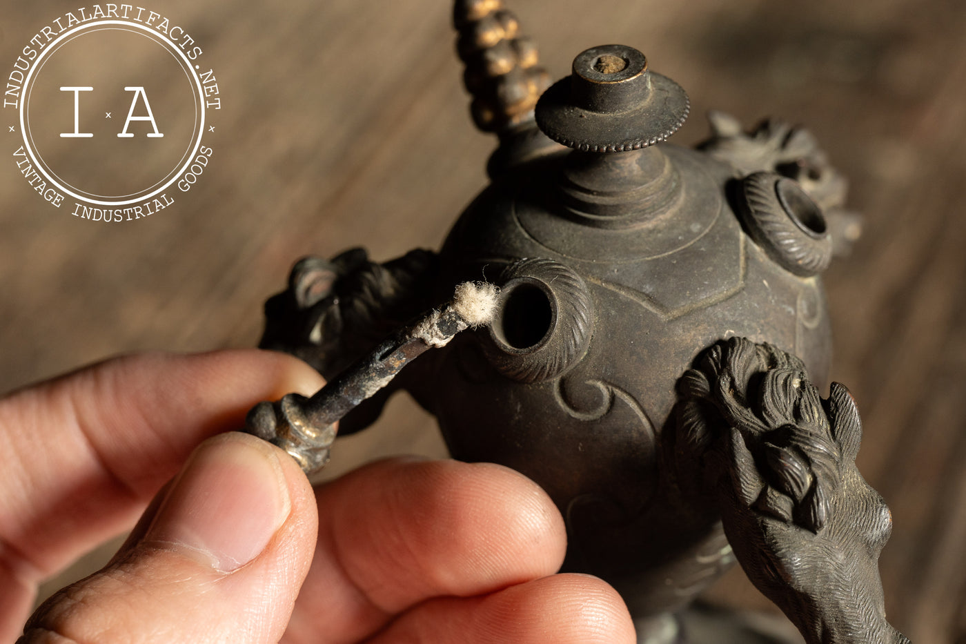 19th Century Victorian Figural Horse-Head Kerosene Smoking Stand & Cigar Lighter