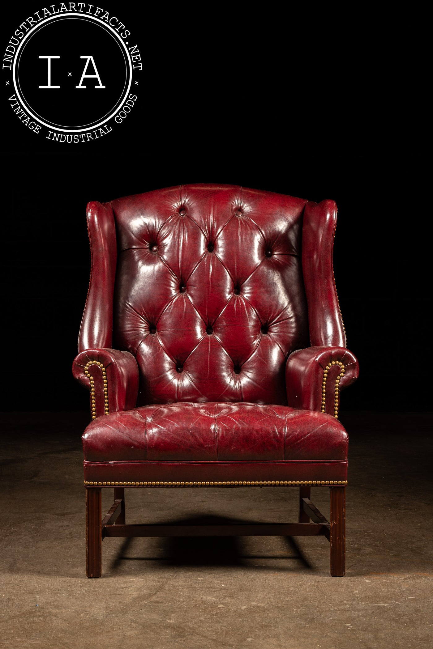 Vintage Tufted Leather Chesterfield Armchair in Burgundy