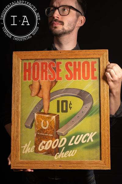 Vintage Horse Shoe Tobacco Framed Advertisement