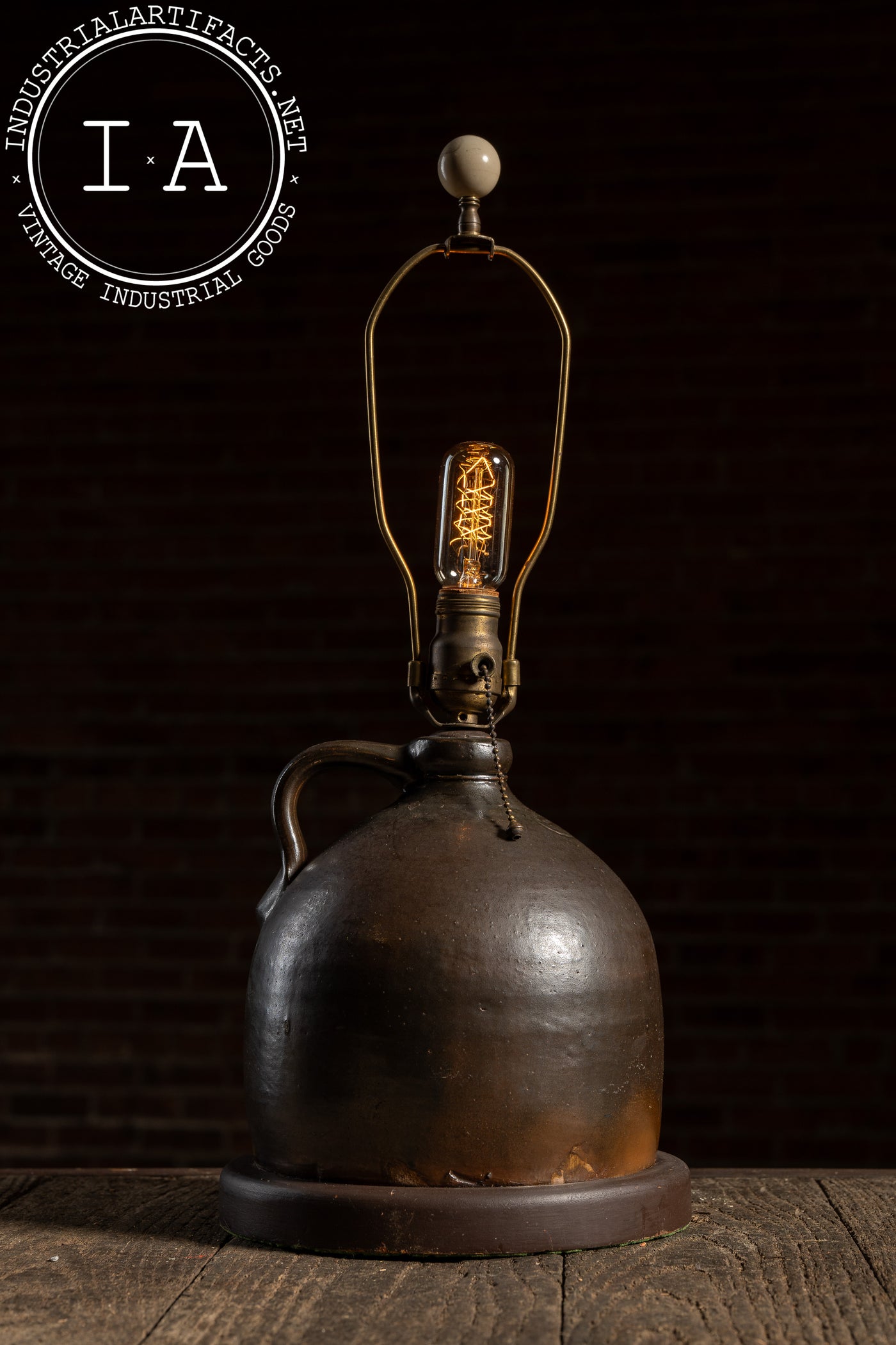 Rustic Converted Stoneware Crock Jug Lamp