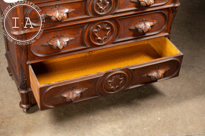 Late 19th Century Eastlake Victorian Walnut Dresser with Mirror and Marble Top