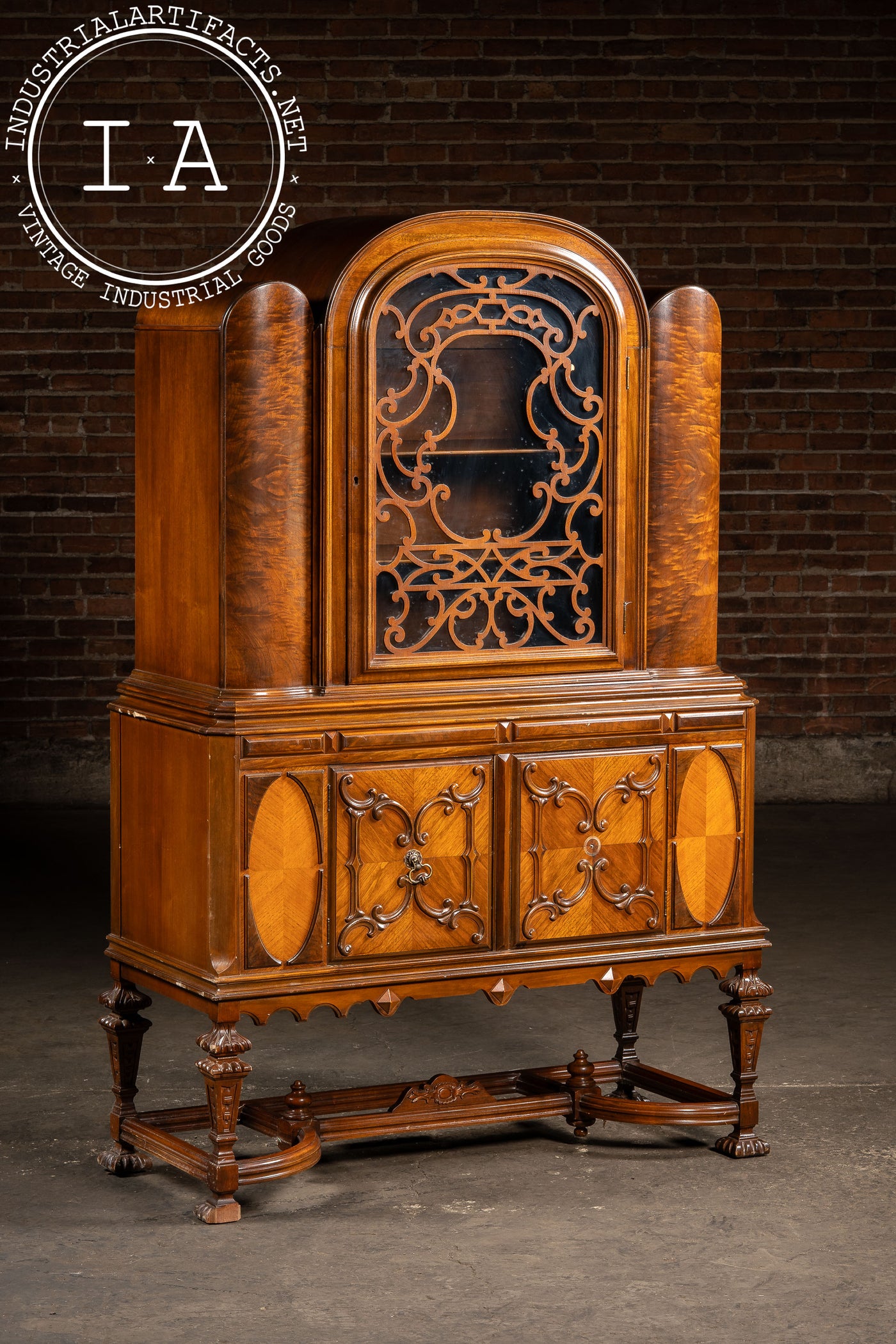 Vintage Rococo Revival Arched-Top Cabinet