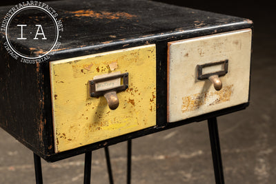 Antique Two-Drawer Industrial Card Catalog