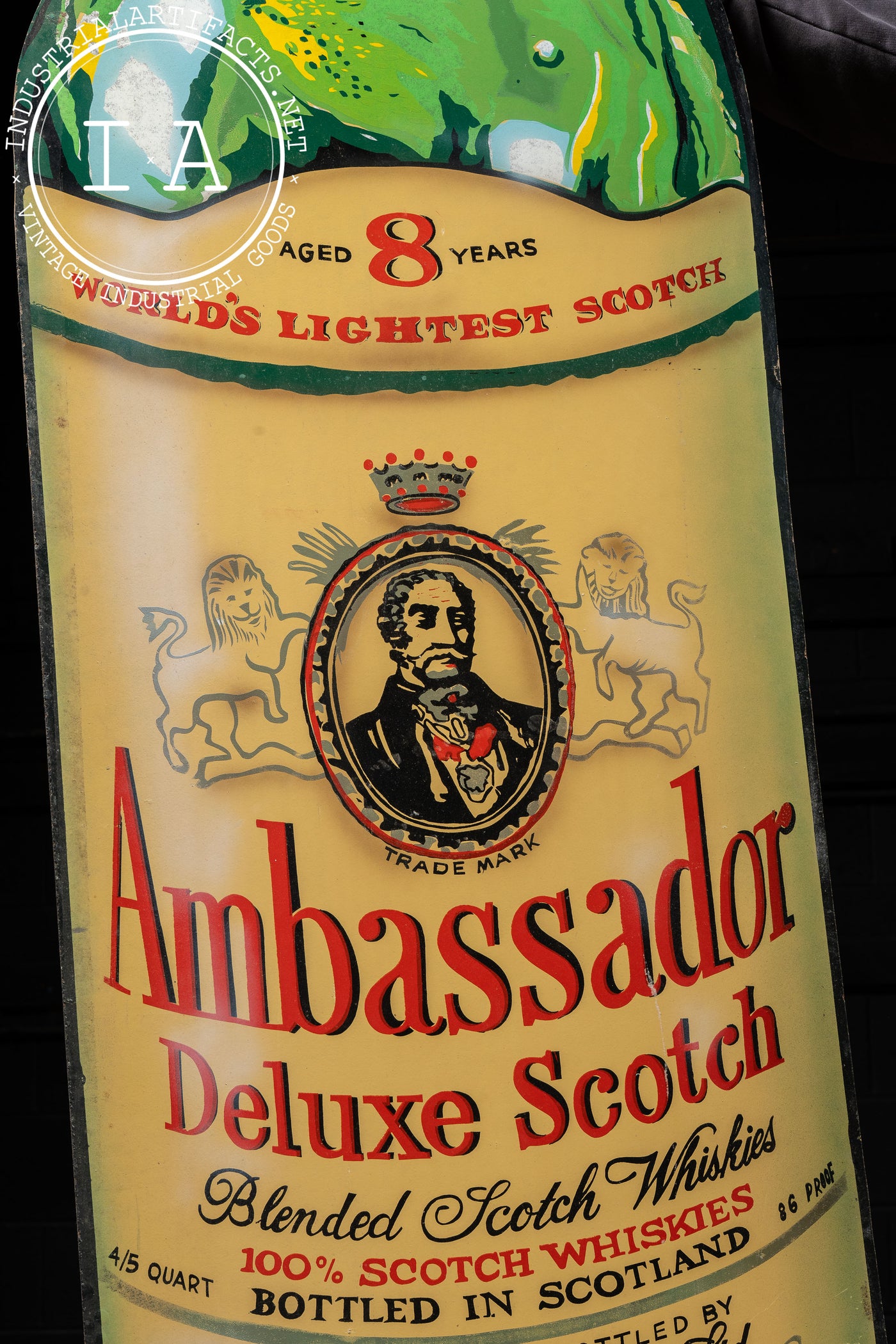 Vintage Oversize Ambassador Scotch Figural Masonite Sign