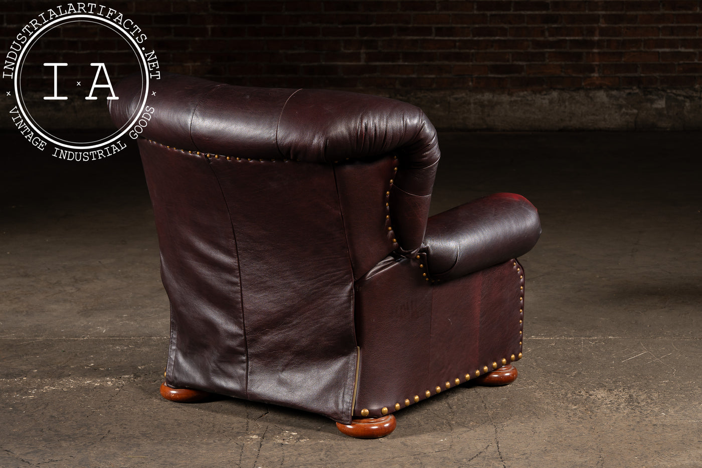 Tufted Churchill Style Recliner with Ottoman in Oxblood