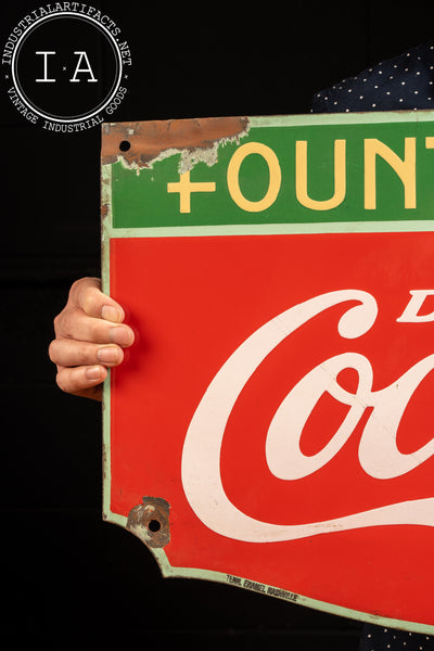 Vintage Large SSP Coke Fountain Service Sign