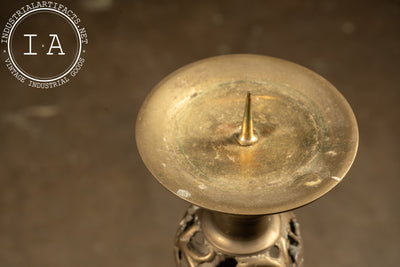 Antique Cast Brass Candle Stand