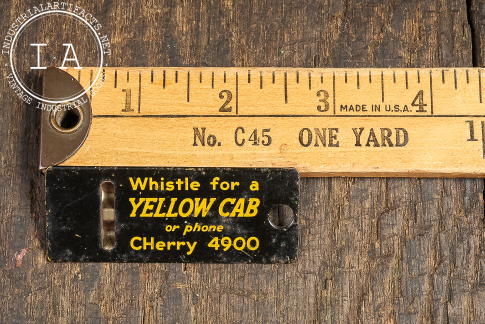 1930s Yellow Cab Advertising Whistle Tag