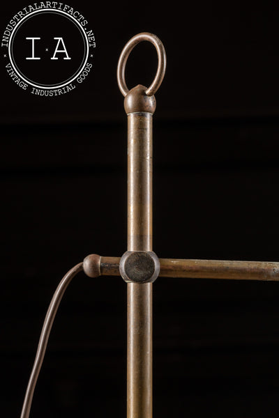 Antique Brass Faries Table Lamp With Verdelite Glass Shade