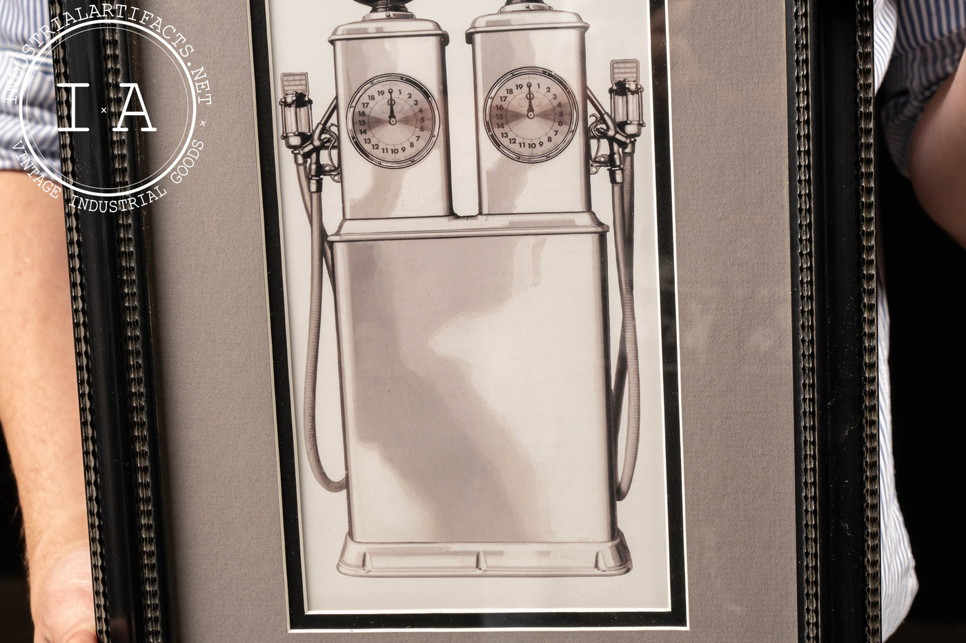 Vintage Framed Bennett Gas Pump Promotional Art