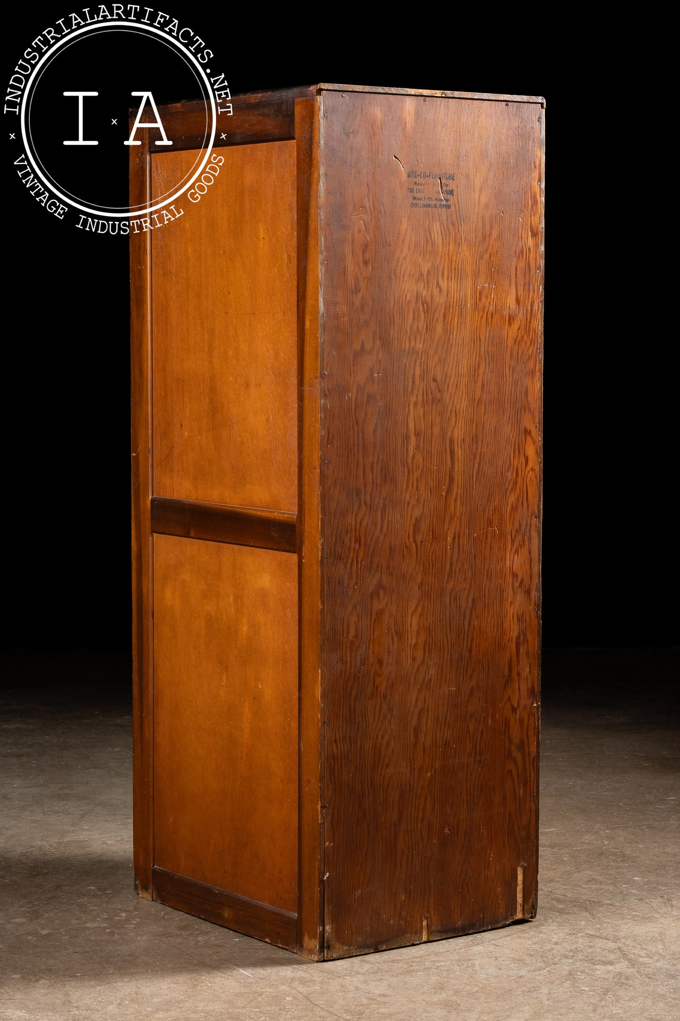 Antique Oak and Plywood Crazed Parts Cabinet