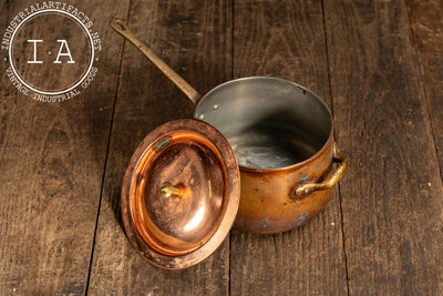 Antique French Copper Saucepan with Lid