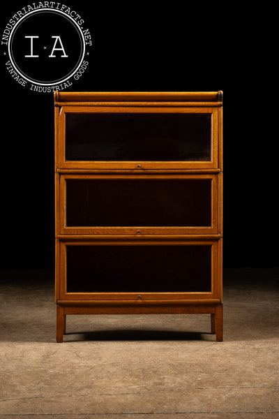 Late 19th Century Oak Three-Stack Barrister Bookcase