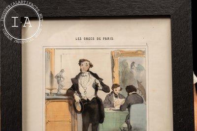 Les Grecs de Paris #1 | Original 19th Century Watercolor-Painted Print