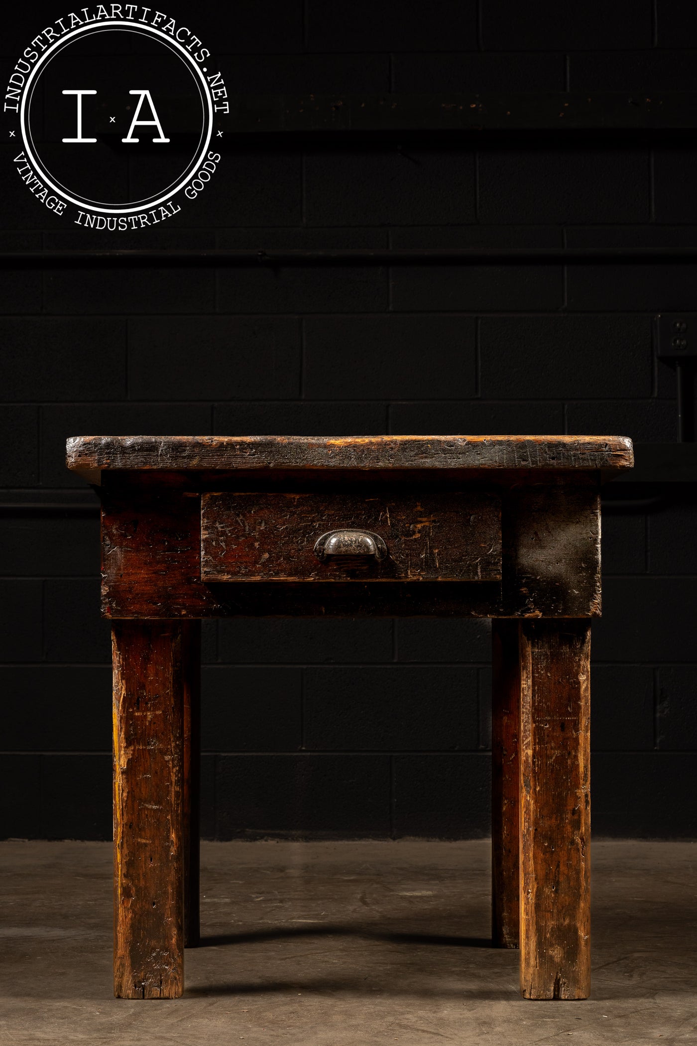 Weathered Antique Wooden Side Table